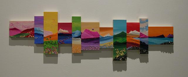 install - forever and a day (4).JPG - 11 sesctions make up this single yukon landscape.  Different skies and mountain hues are displayed while the contours of the landscape provide continuity along length of the piece.